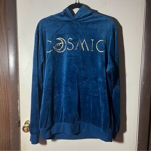 Pusheen Hoodie Size Large Velour Cosmic Cat Kitty Pullover Moon Teal Sweatshirt